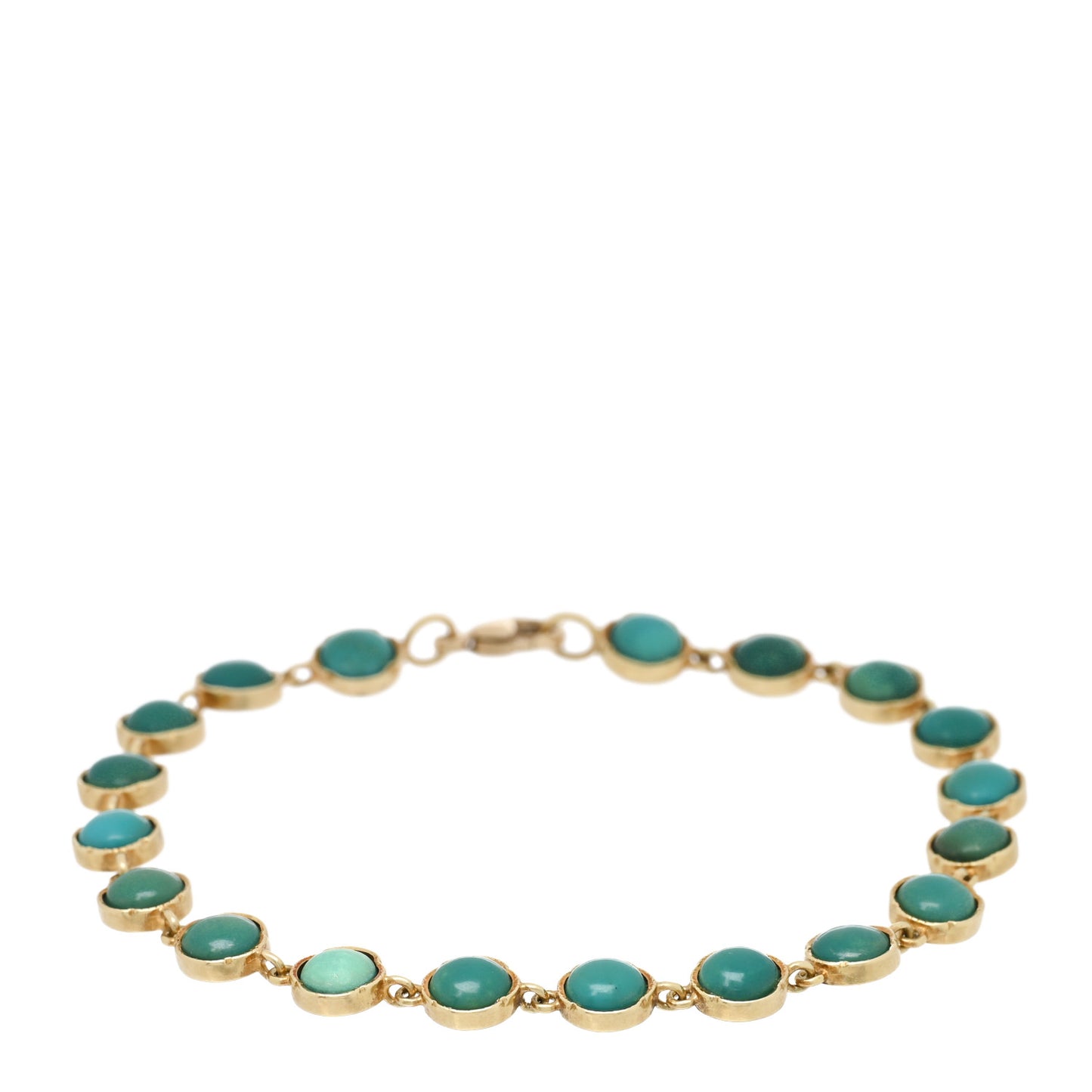 18K Yellow Gold Turquoise Classic Link Bracelet