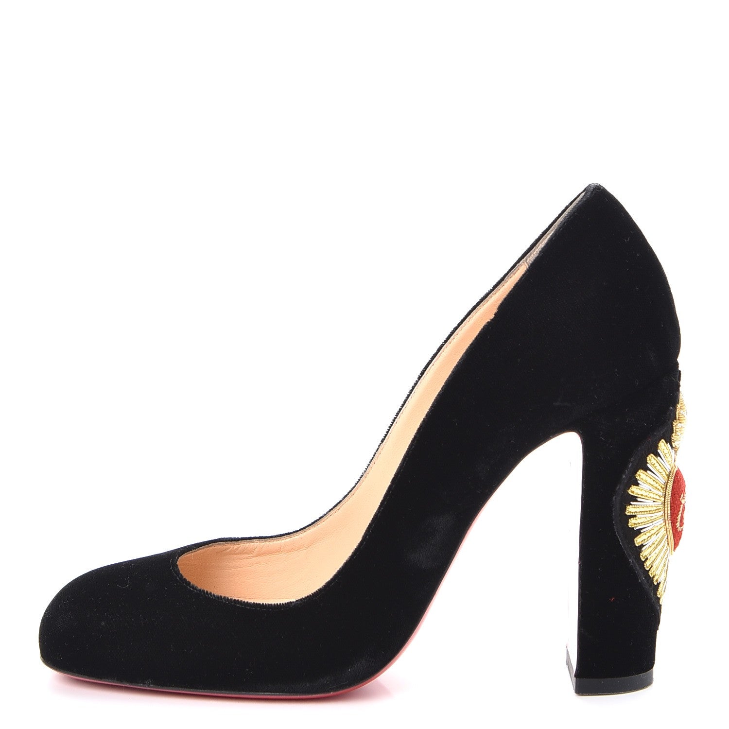 Christian Louboutin Velvet Cadrilla Corazon 100 Pumps 37.5 Black 1 of 9