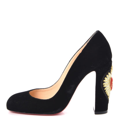 Christian Louboutin Velvet Cadrilla Corazon 100 Pumps 37.5 Black 1 of 9