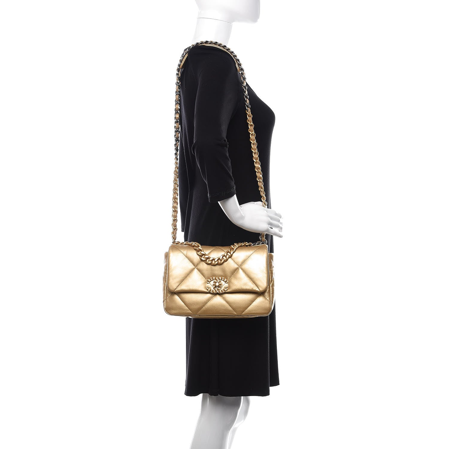 Chanel Metallic Goatskin Quilted Medium 19 Flap Gold 2 of 10