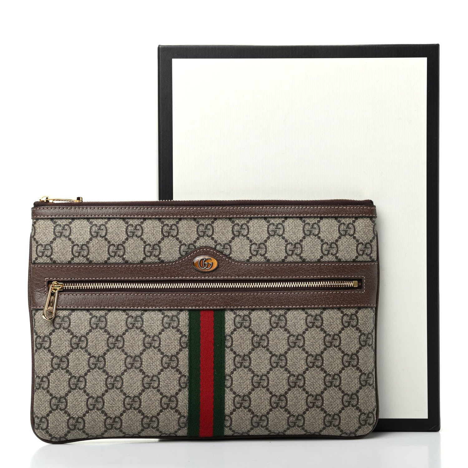 Gucci GG Supreme Monogram Large Ophidia Pouch Clutch Brown 8 of 8