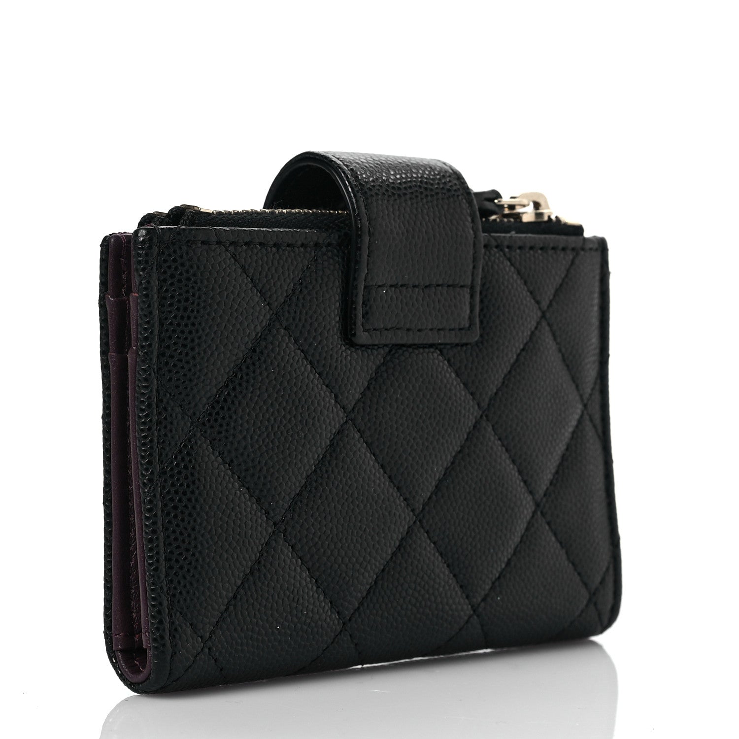Chanel Caviar Quilted Compact Zipped Pocket Wallet Black 3 of 8