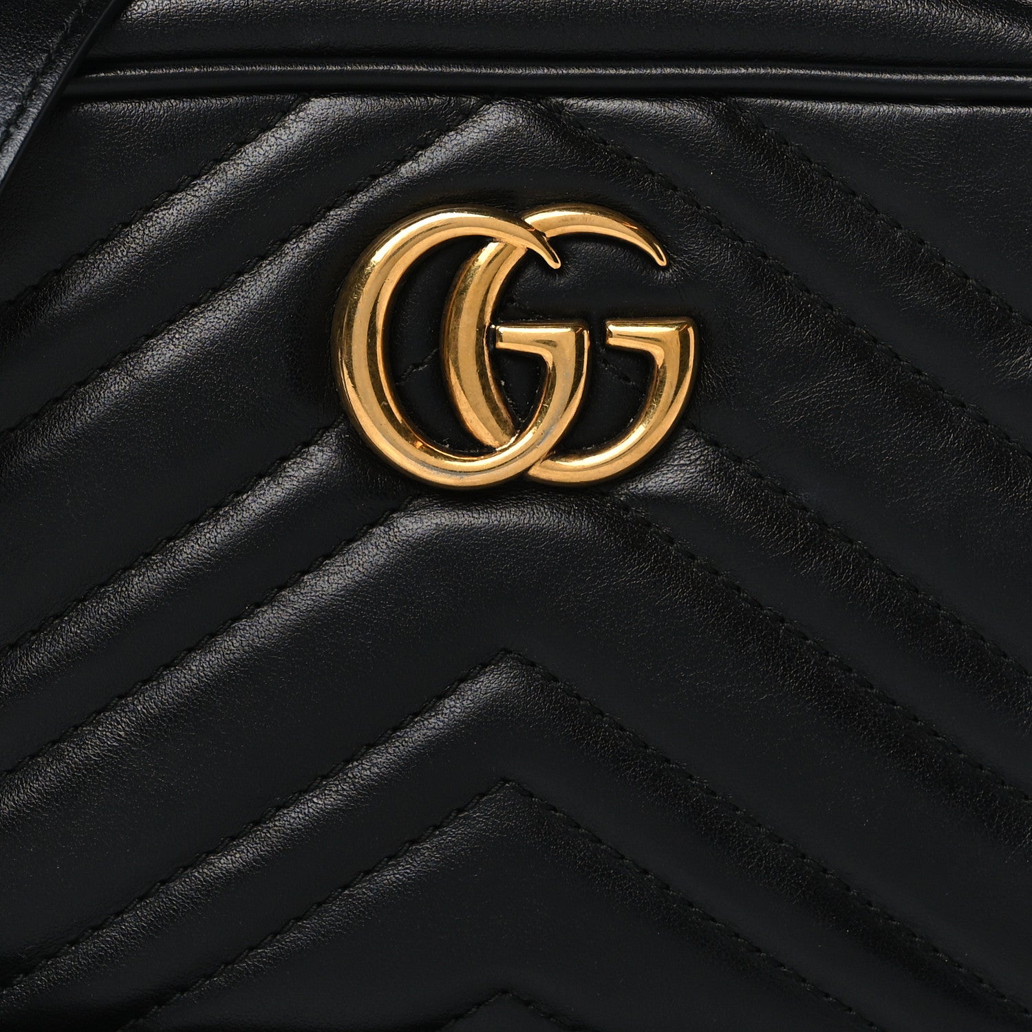 Gucci Calfskin Matelasse Mini GG Marmont Chain Shoulder Bag Black 9 of 13