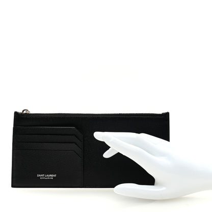 Saint Laurent Grained Calfskin Zip Pouch Tech Card Holder Black 2 of 6