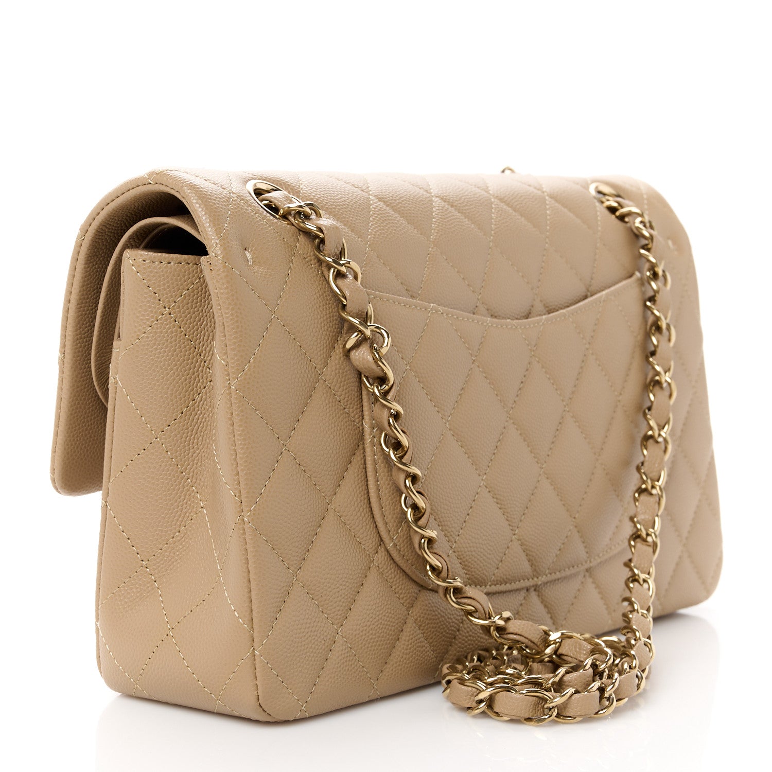 Chanel Caviar Quilted Medium Double Flap Dark Beige 3 of 12