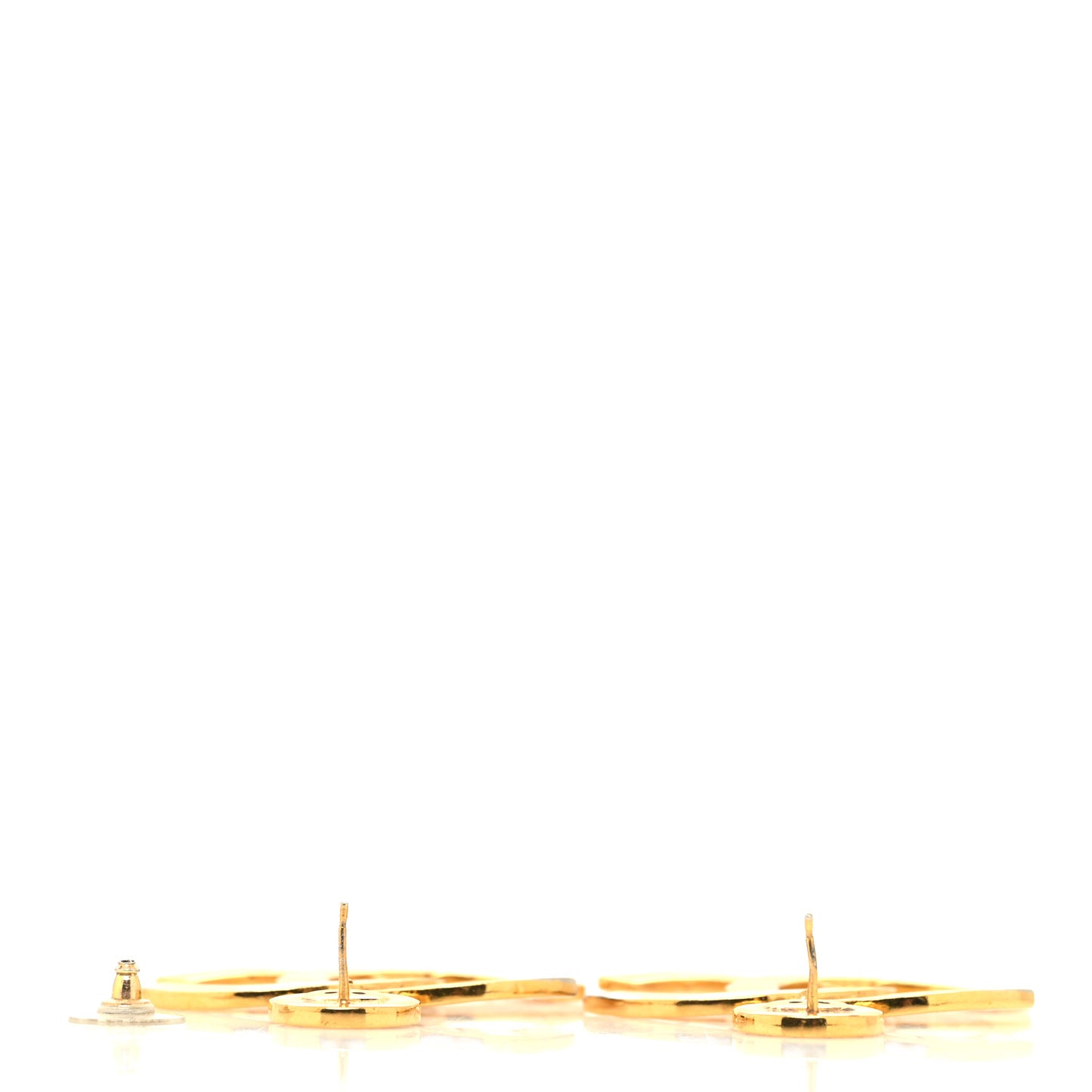 Metal Large Paris Button Earrings Gold