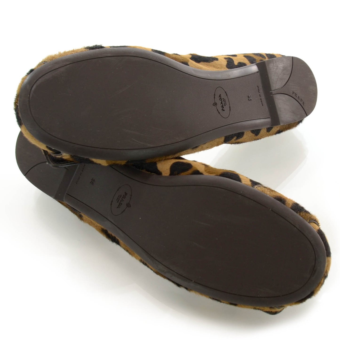 Calf Hair Leopard Print Ballet Flats 38