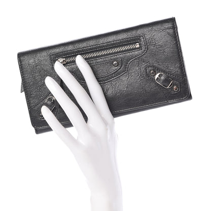 Balenciaga Agneau Classic Silver Hardware Money Wallet Gris Fossile 2 of 8