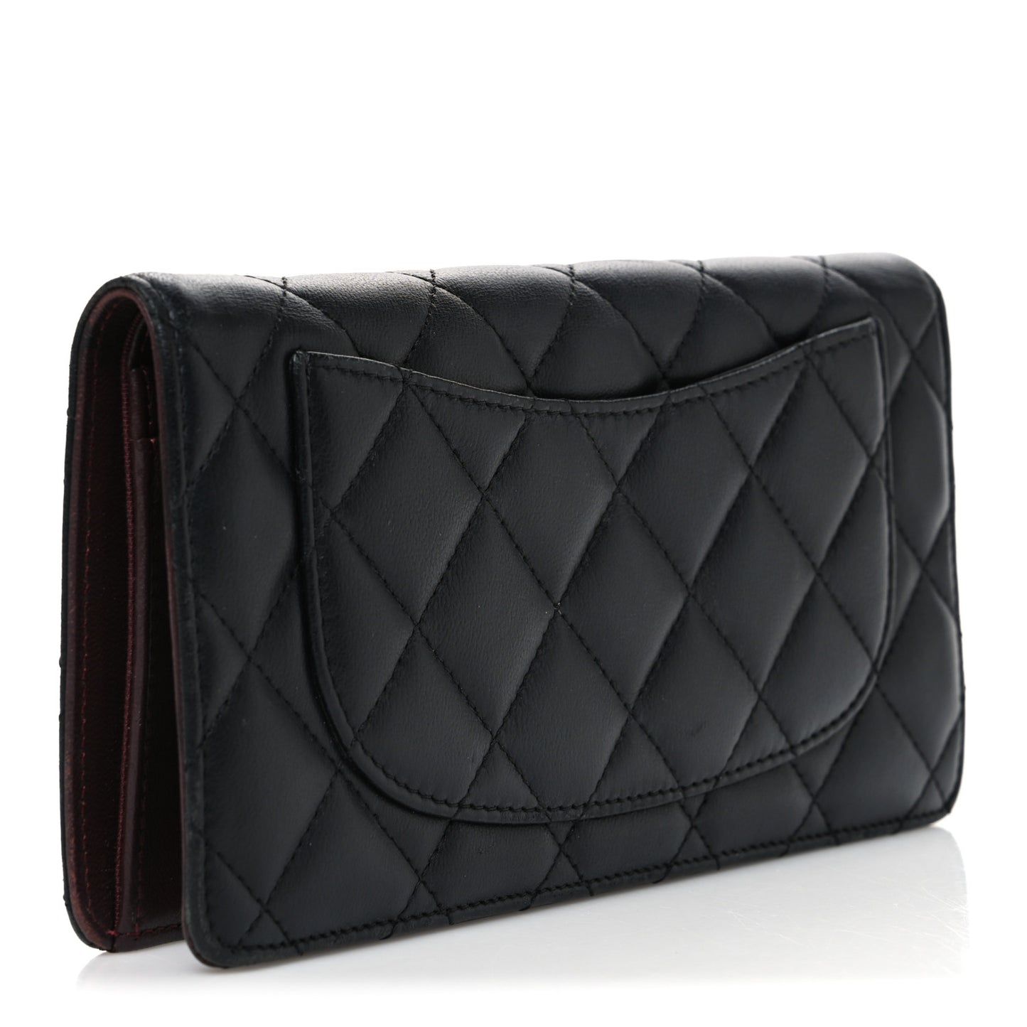 Lambskin Quilted Yen Wallet Black