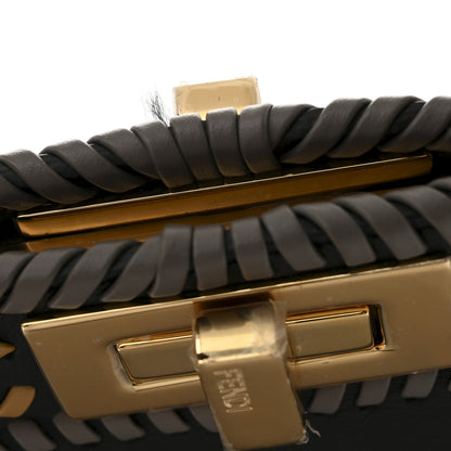 Fendi Vitello Grace Shiny Nappa Helix Woven Small Peekaboo I SEE U Satchel Black Multicolor 11 of 11