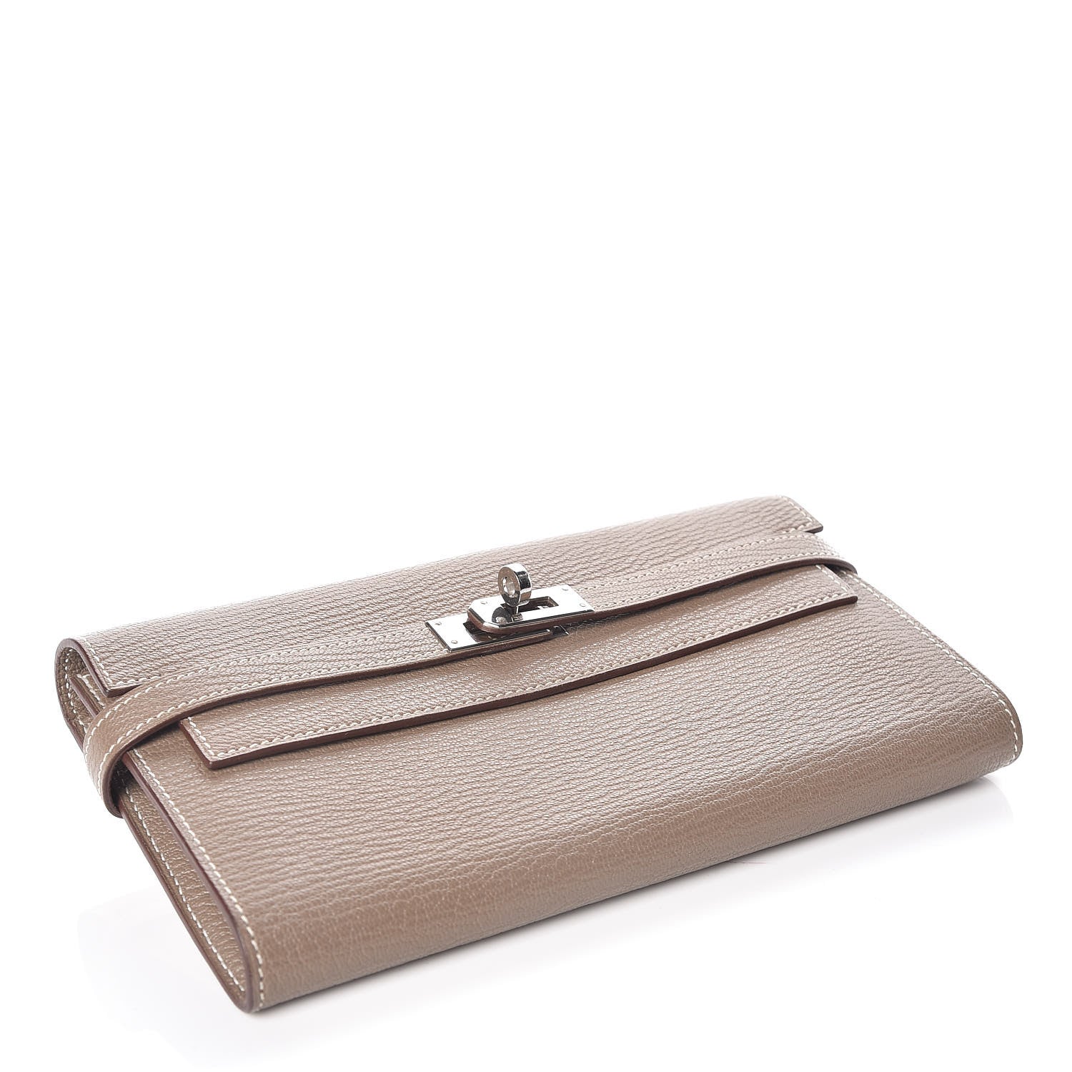 Hermes Chevre Mysore Kelly Longue Wallet Etoupe 4 of 10