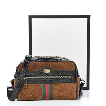 Gucci Suede Patent Web Mini Ophidia Shoulder Bag Nocciola Black 12 of 12