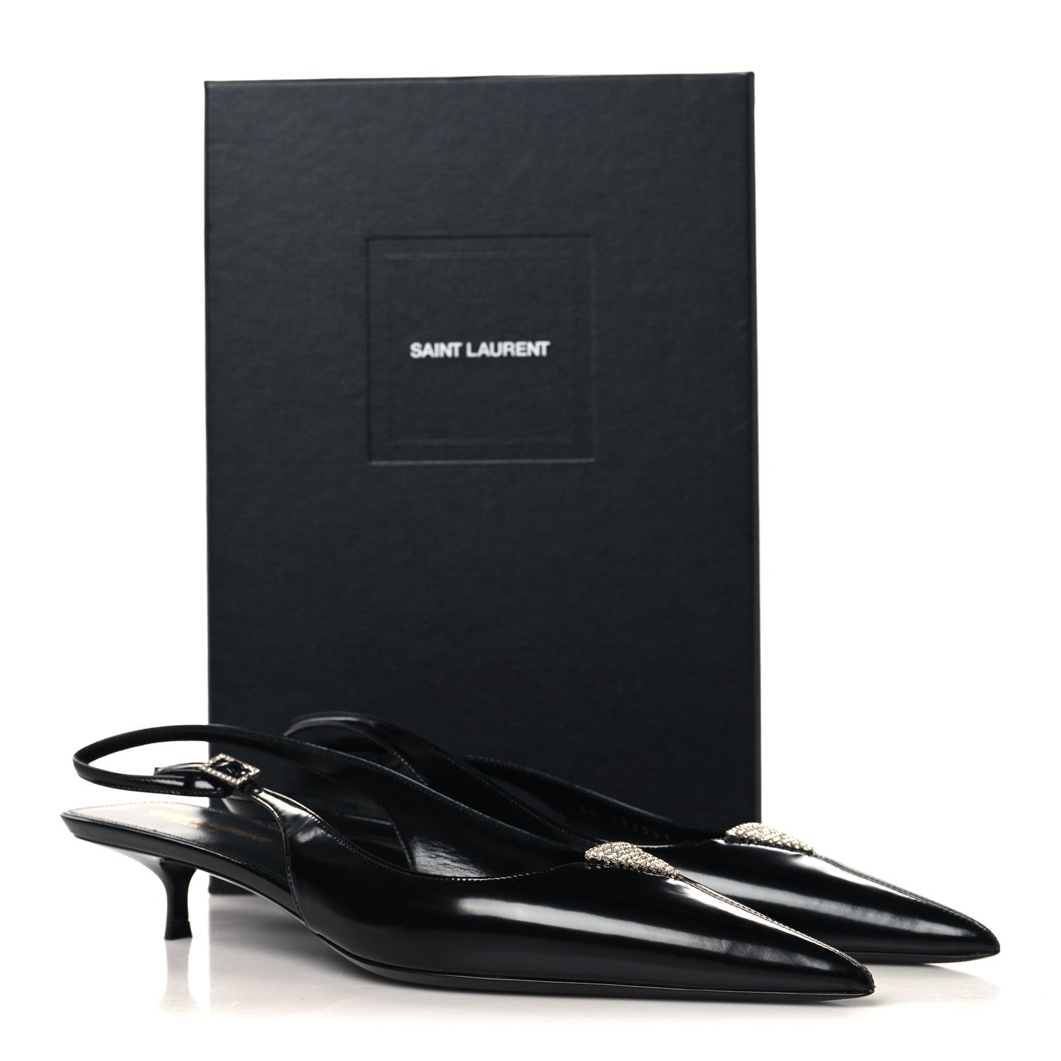 Saint Laurent Patent Crystal Cherish Slingback Pumps 39.5 Black 10 of 10
