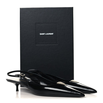 Saint Laurent Patent Crystal Cherish Slingback Pumps 39.5 Black 10 of 10