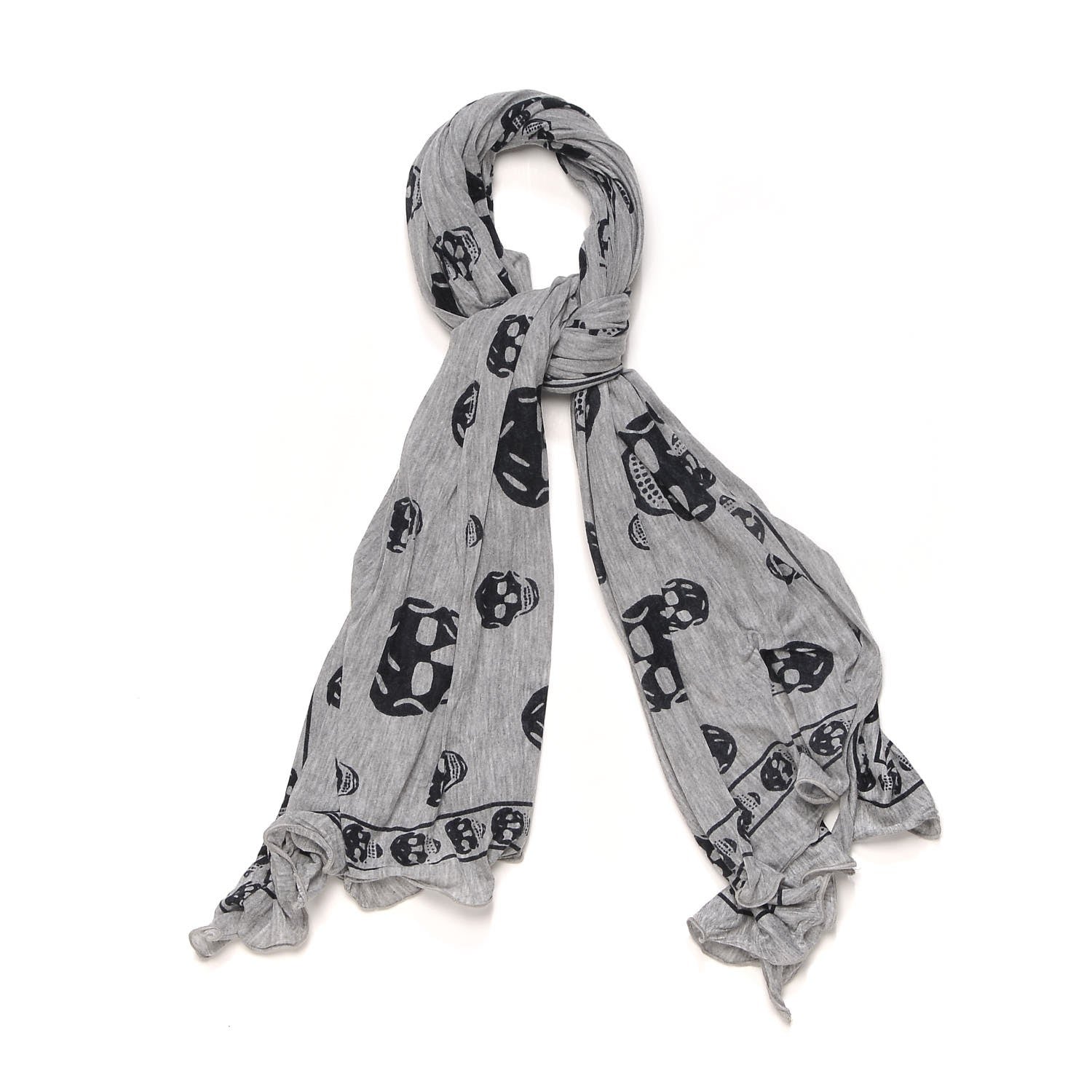 Alexander McQueen Modal Skull Scarf Grey Black 1 of 4