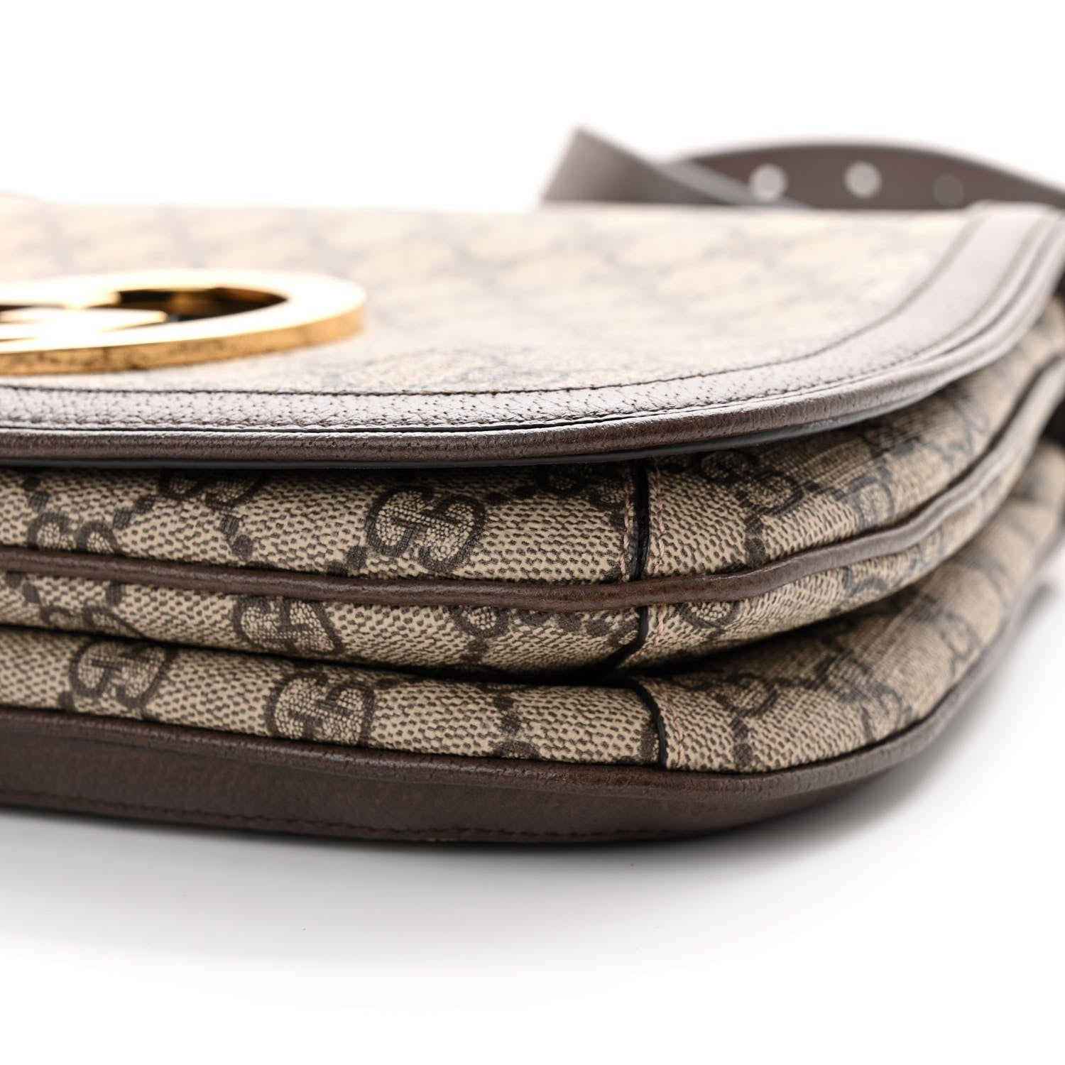 Gucci GG Supreme Monogram Textured Dollar Calfskin Web Medium Blondie Top Handle Shoulder Flap Bag Beige Ebony New Acero 10 of 10