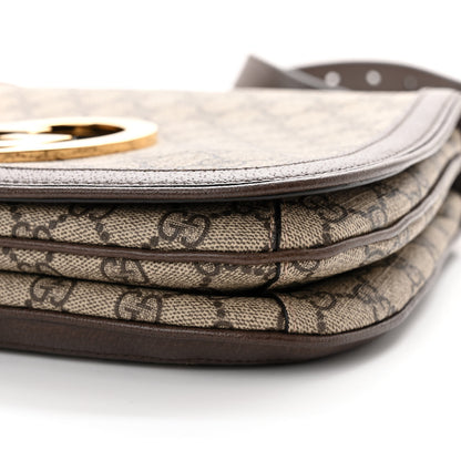 Gucci GG Supreme Monogram Textured Dollar Calfskin Web Medium Blondie Top Handle Shoulder Flap Bag Beige Ebony New Acero 10 of 10