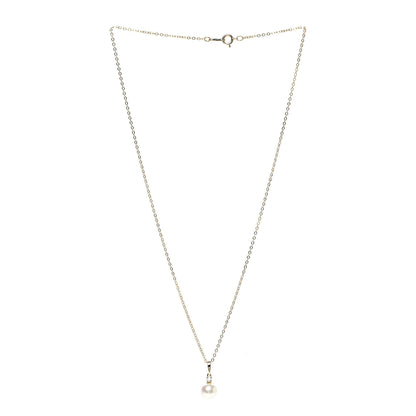 Mikimoto 18K Yellow Gold Diamond Akoya Pearl 7mm Drop Pendant Necklace 3 of 6