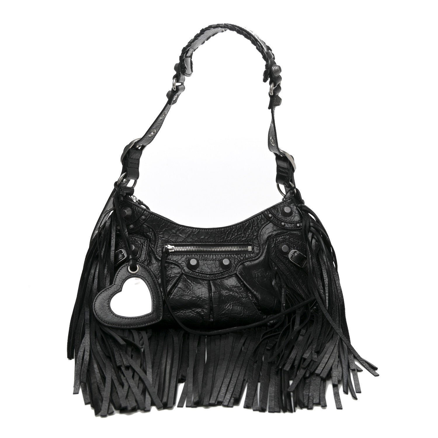 Balenciaga Agneau Arena Small Le Cagole Fringe Shoulder Bag Black 1 of 9