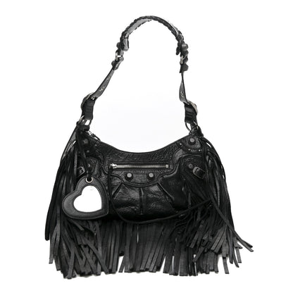 Balenciaga Agneau Arena Small Le Cagole Fringe Shoulder Bag Black 1 of 9