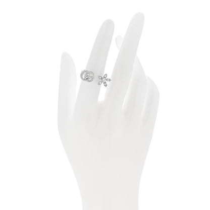 Gucci 18K White Gold Diamond Flora GG Open Ring 51 5.75 2 of 6
