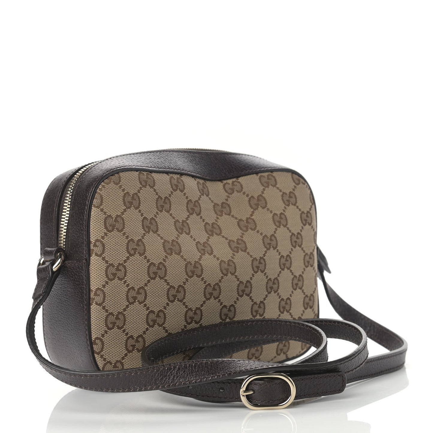 GG Supreme Monogram Web Small Webby Bee Shoulder Bag Dark Brown