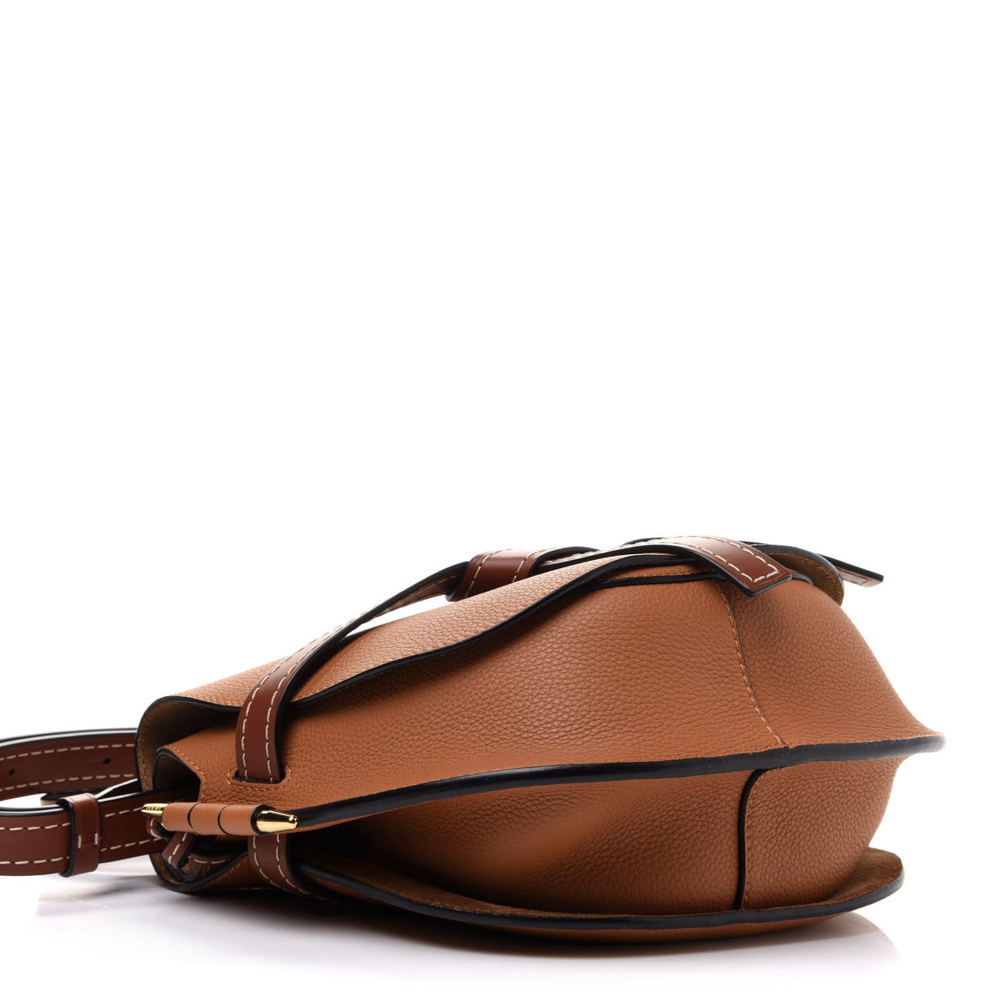 Grained Calfskin Small Gate Crossbody Bag Caramel Pecan