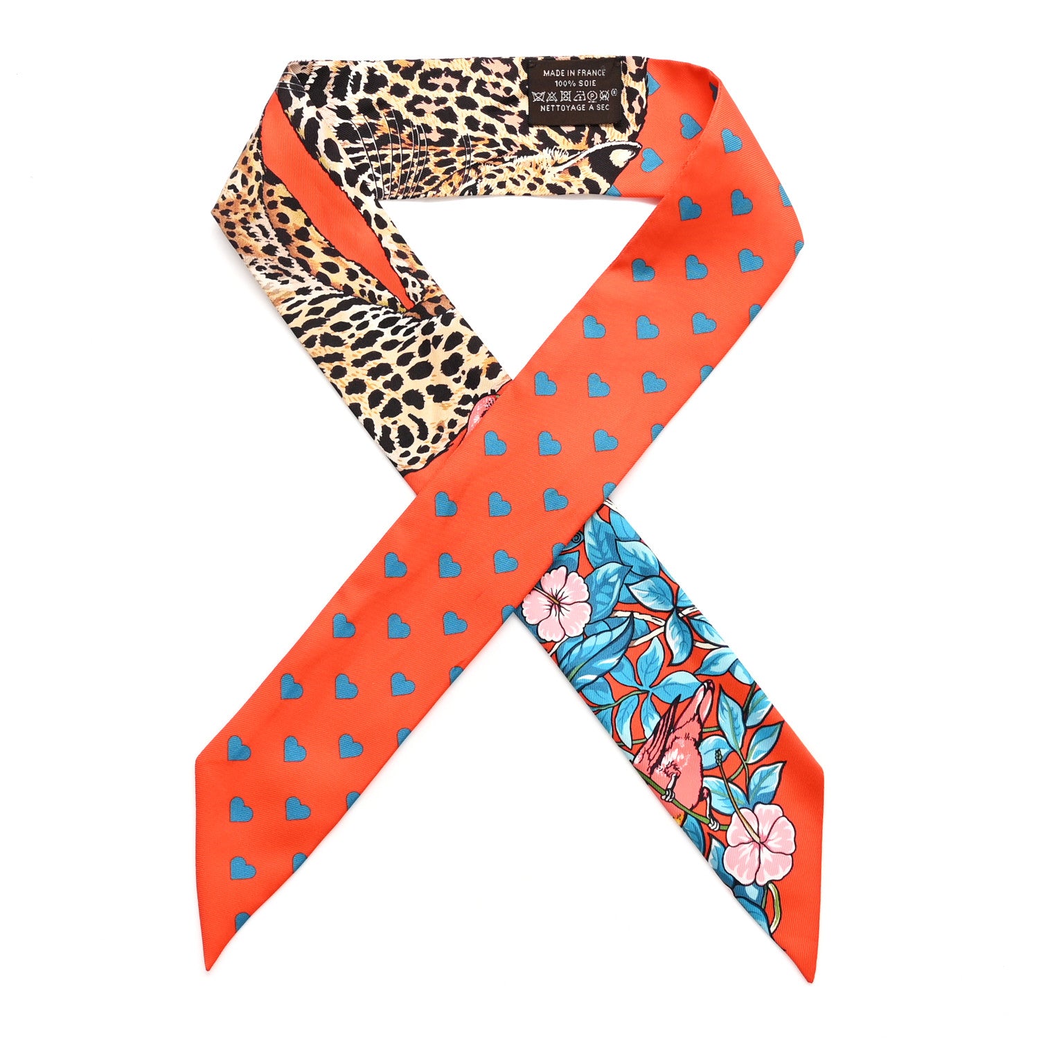 Hermes Silk Jungle Love Love Twilly Orange Bleu Brun 1 of 4