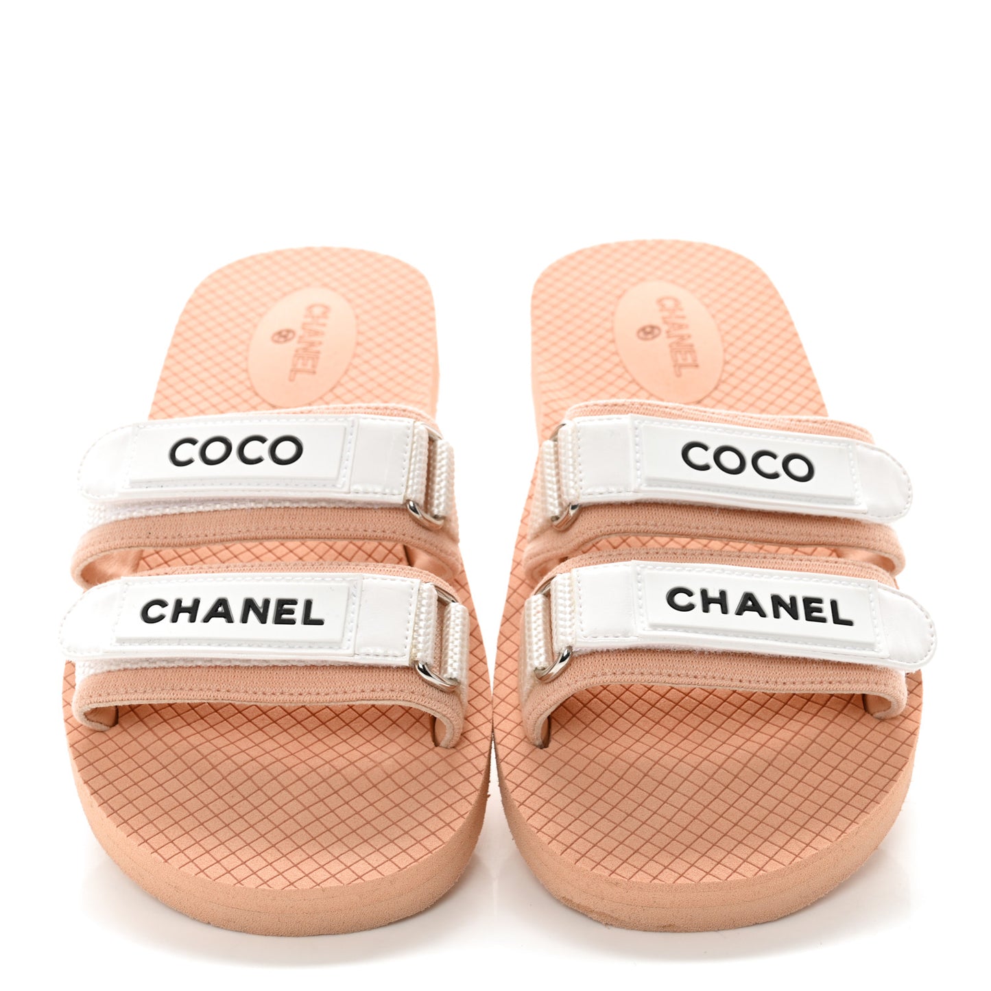 Fabric Rubber Coco Slides 38 Beige White