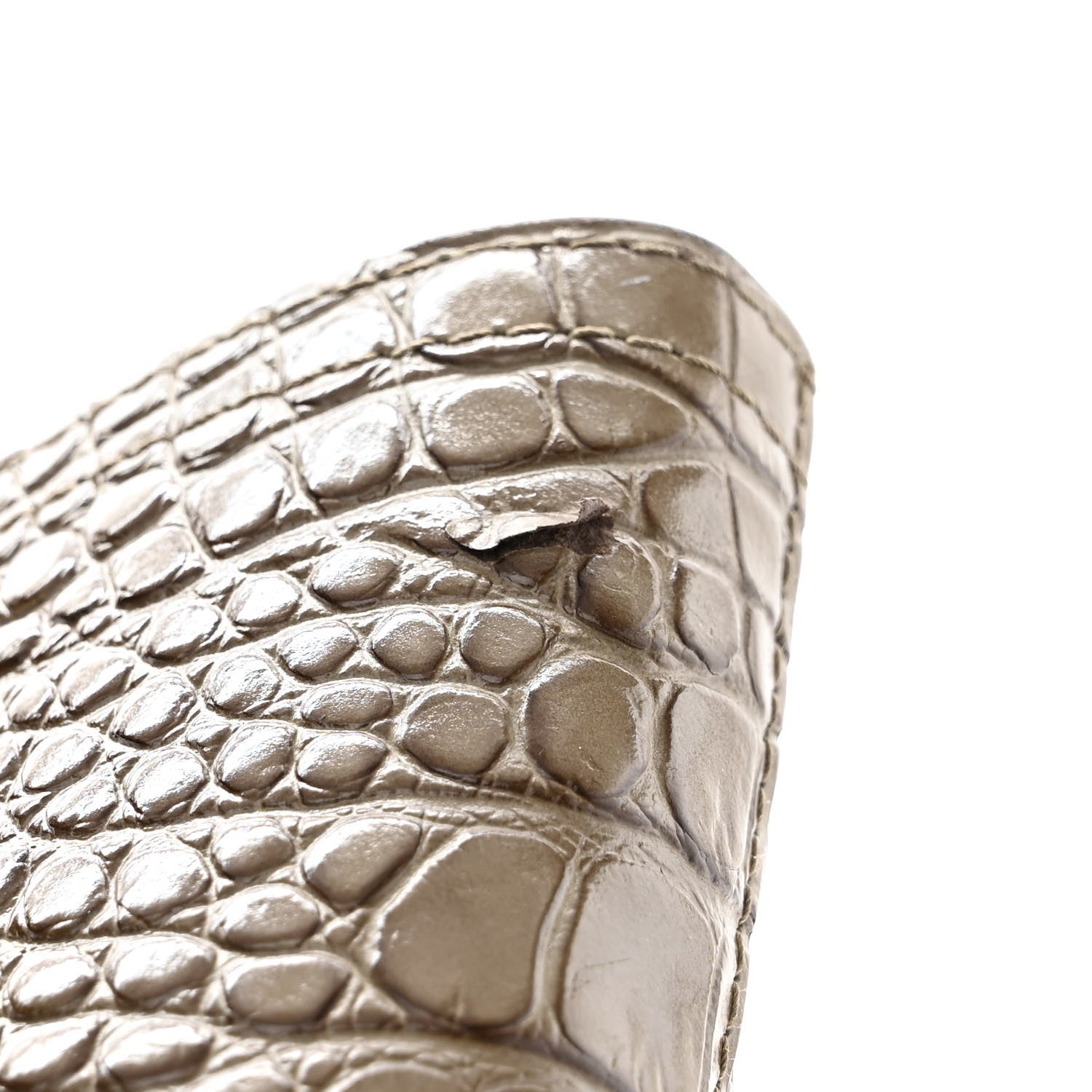 Christian Louboutin Crocodile Embossed Calfskin Spiked Large Cabarock Shopper Tote Silex 12 of 12