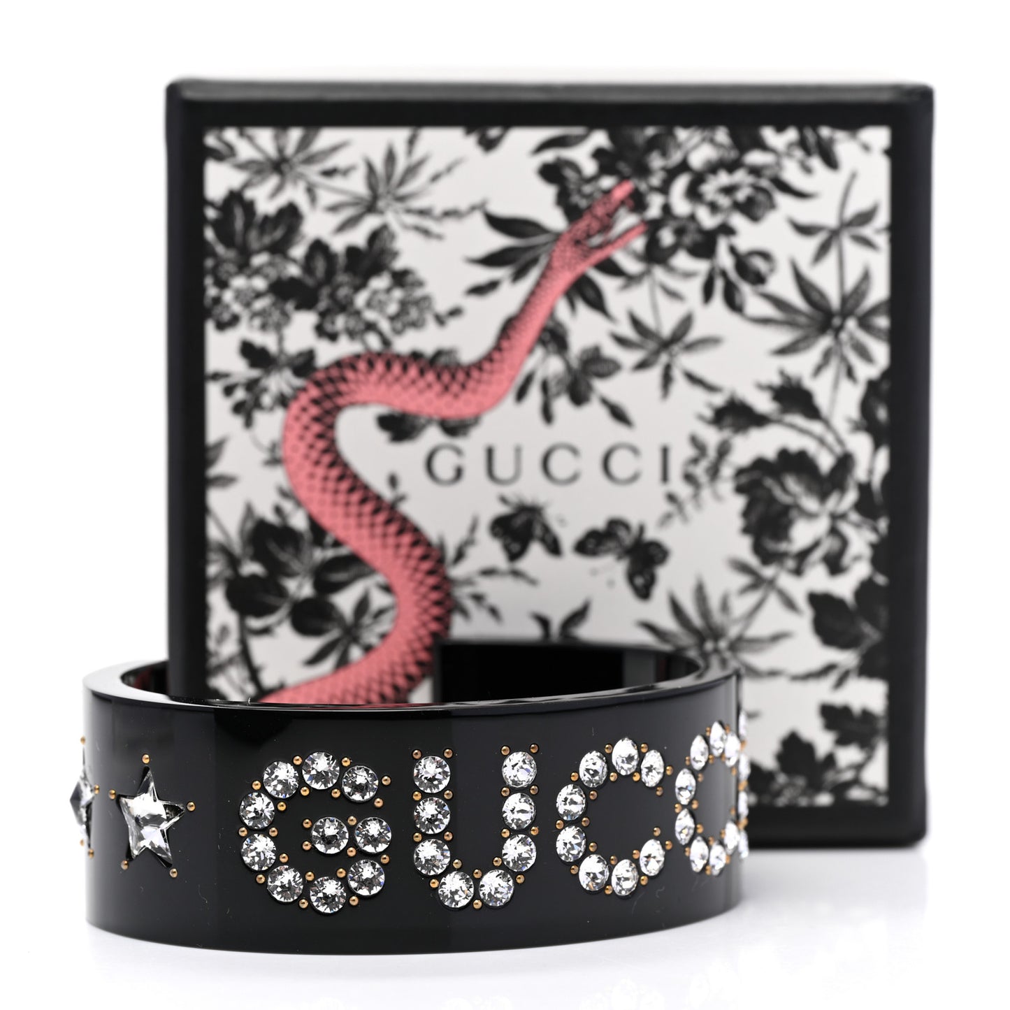 Resin Crystal Cuff Bracelet S Black