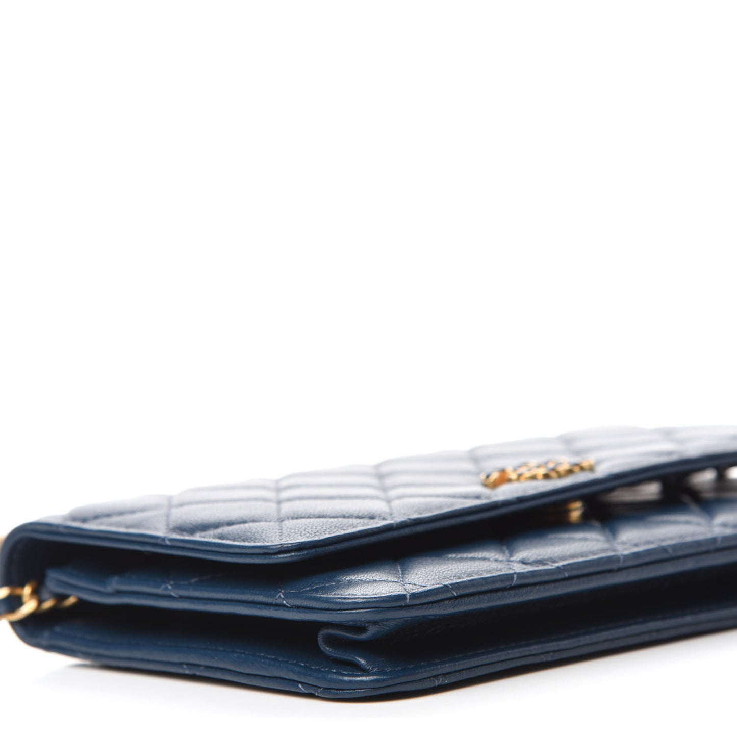 Lambskin Quilted Infinity Wallet On Chain WOC Blue