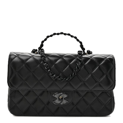 Chanel Lambskin Quilted Small Single Flap Top Handle Bag So Black 1 of 10
