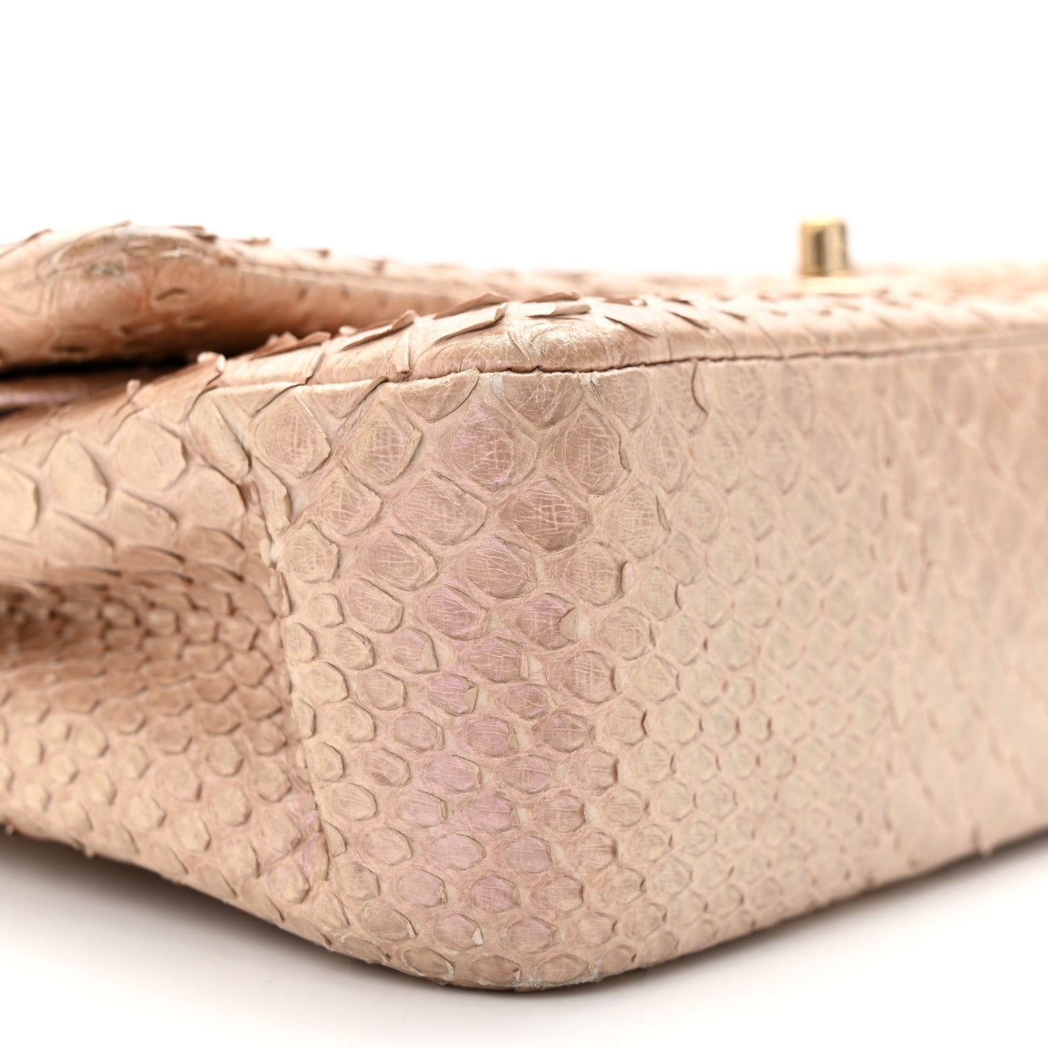 Chanel Metallic Snakeskin Medium Double Flap Pink 9 of 10