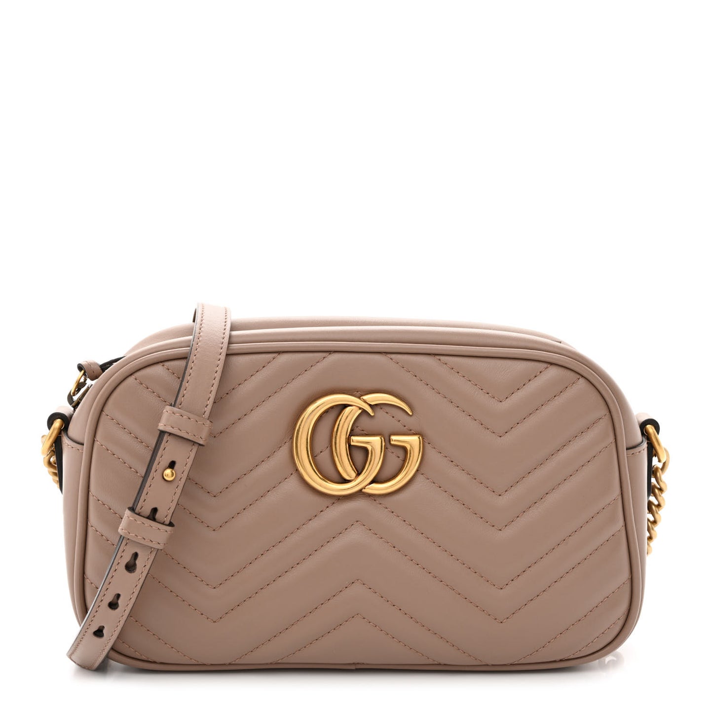 Calfskin Matelasse Small GG Marmont Chain Shoulder Bag Porcelain Rose