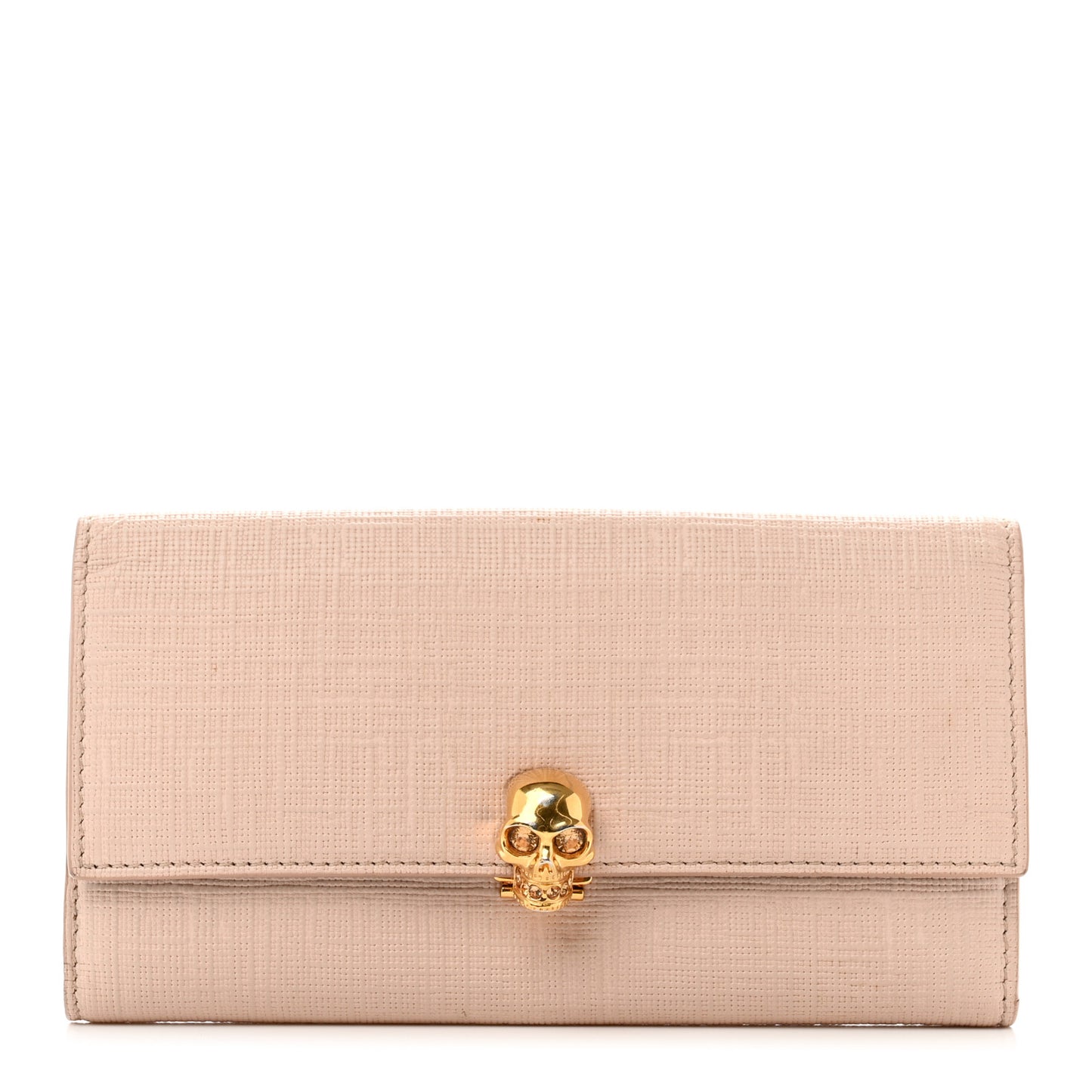 Calfskin Skull Continental Wallet Light Pink