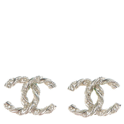 Chanel Crystal CC Twisted Earrings Silver 1 of 5