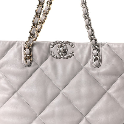 Chanel Lambskin Quilted Chanel 19 Shopping Bag Grey 8 of 10