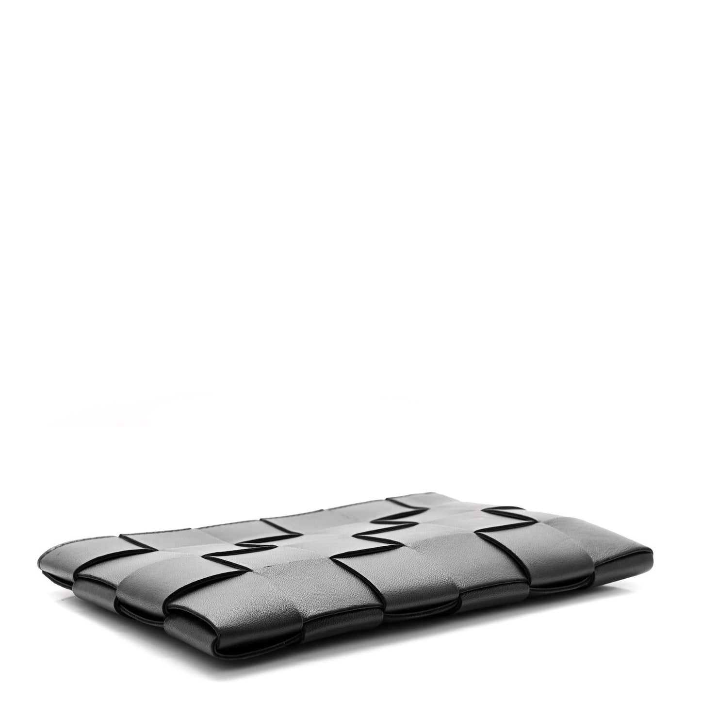 Nappa Maxi Intrecciato Small Cassette Flat Zip Pouch Black
