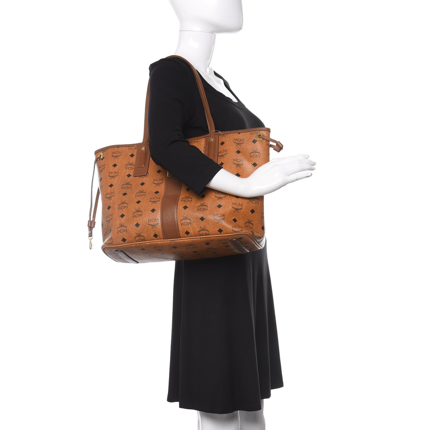 MCM Visetos Medium Liz Reversible Shopper Tote Cognac 2 of 12