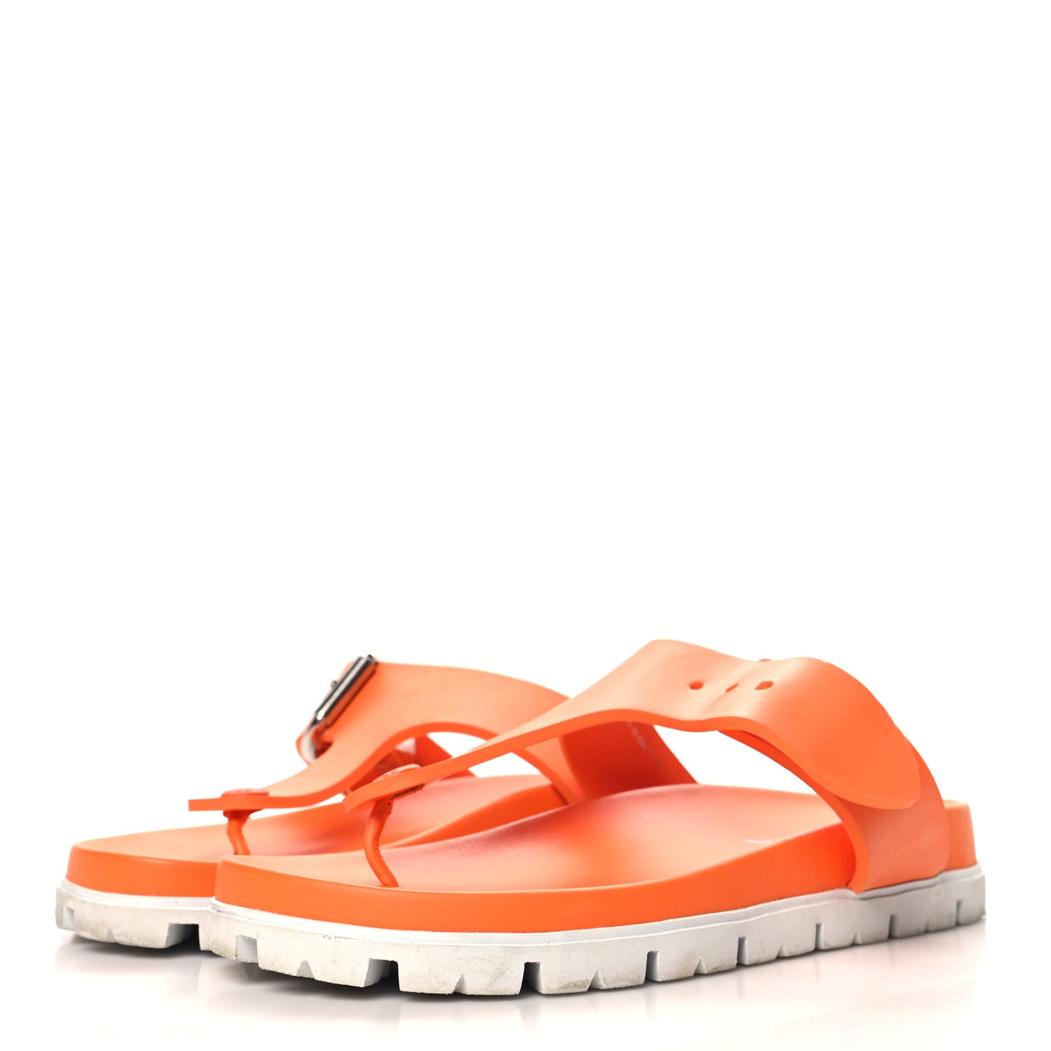 Prada EVA Rubber Buckled Lug Sole 20mm Thong Sandals 39 Papaya 4 of 12