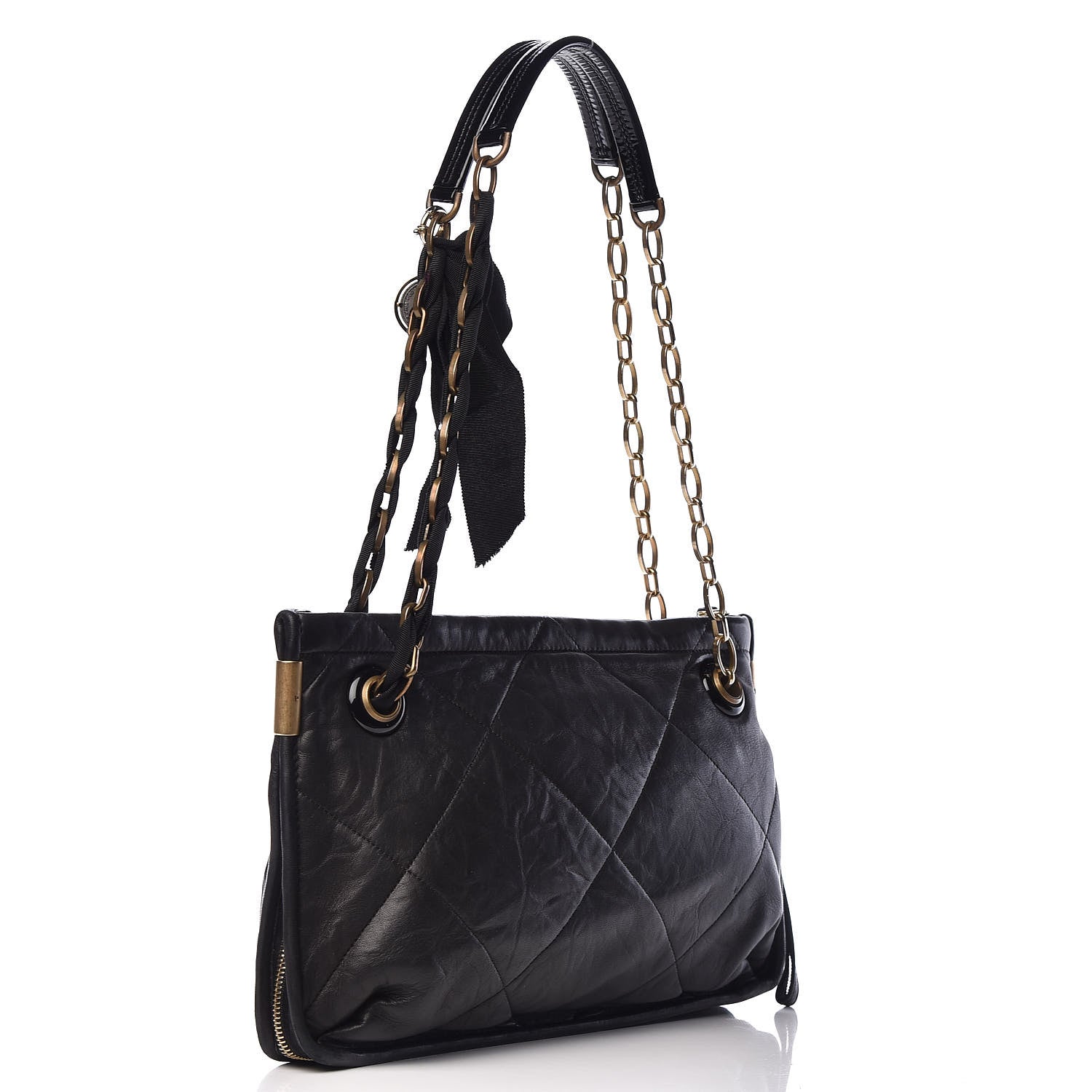 Lanvin Lambskin Quilted Medium Amalia Shoulder Bag Black 3 of 14