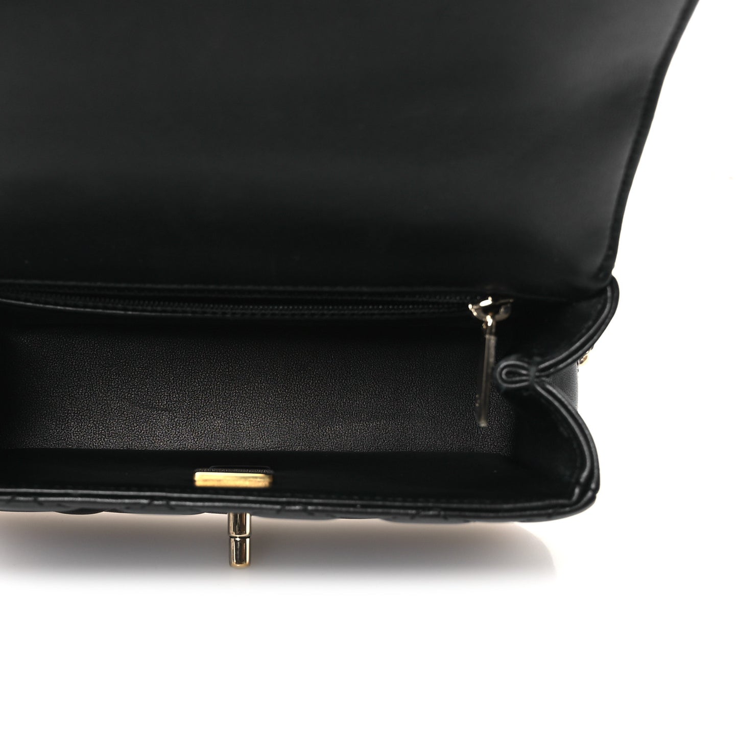 Lambskin Quilted Mini Crystal Top Handle Rectangular Flap Black
