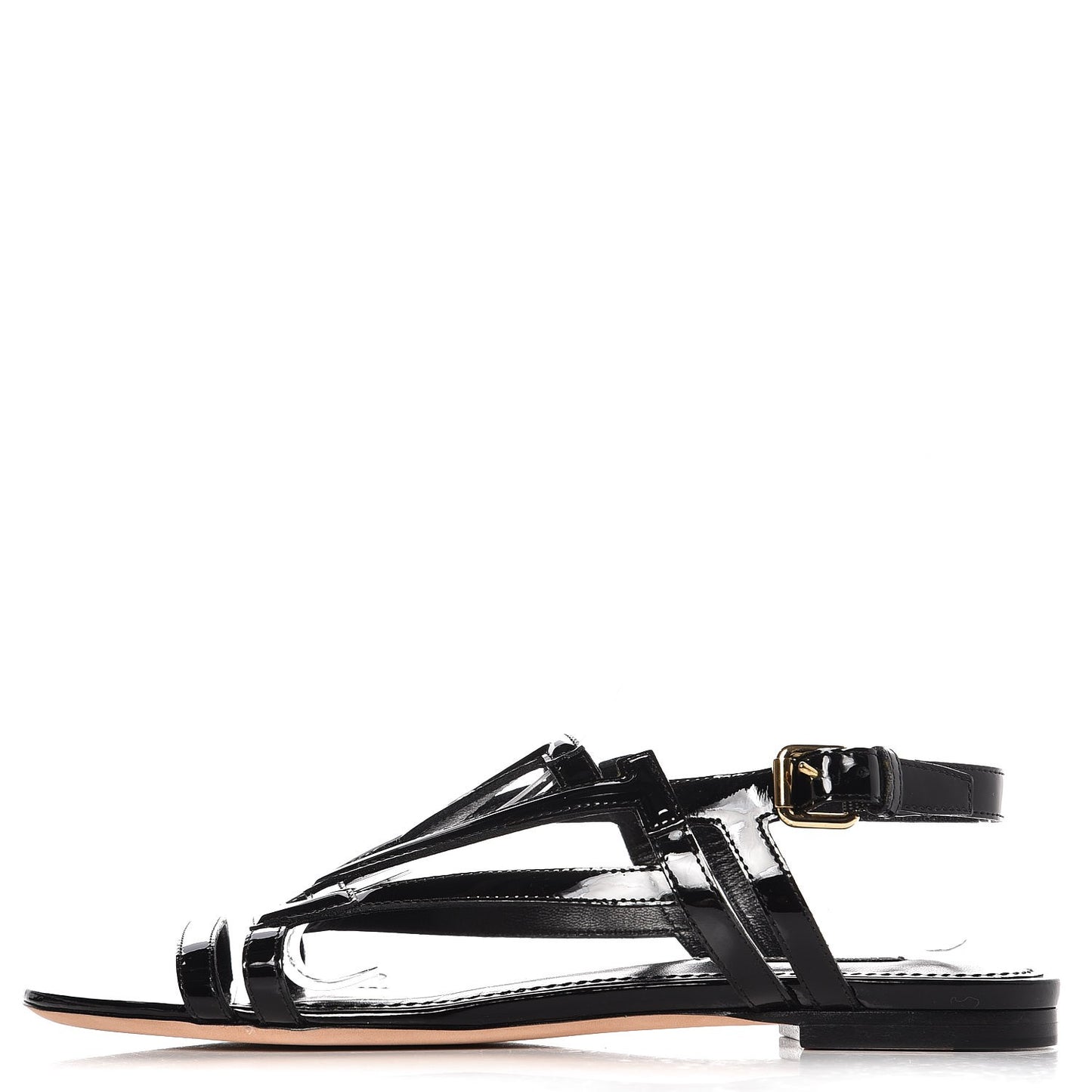 Patent Logo Crossing Flat Sandals 37.5 Black