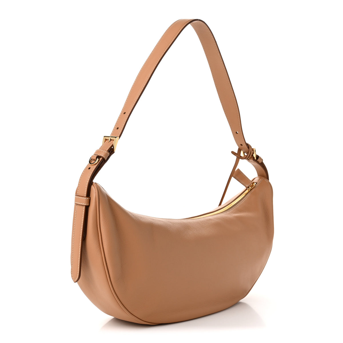 Soft Grain Calfskin Large Demi-Lune Shoulder Bag Naturale