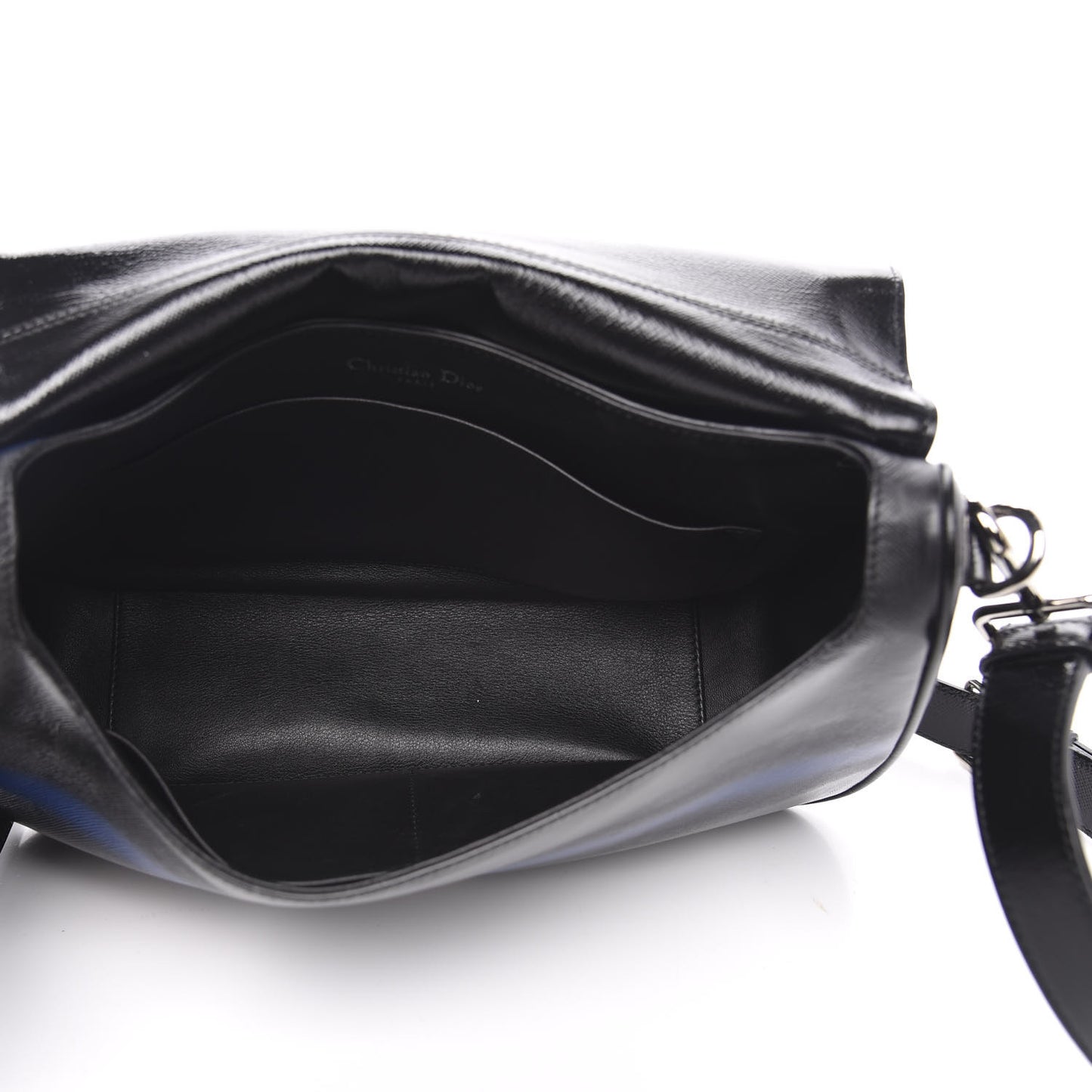 Grained Calfskin Stripe Dune Flap Black