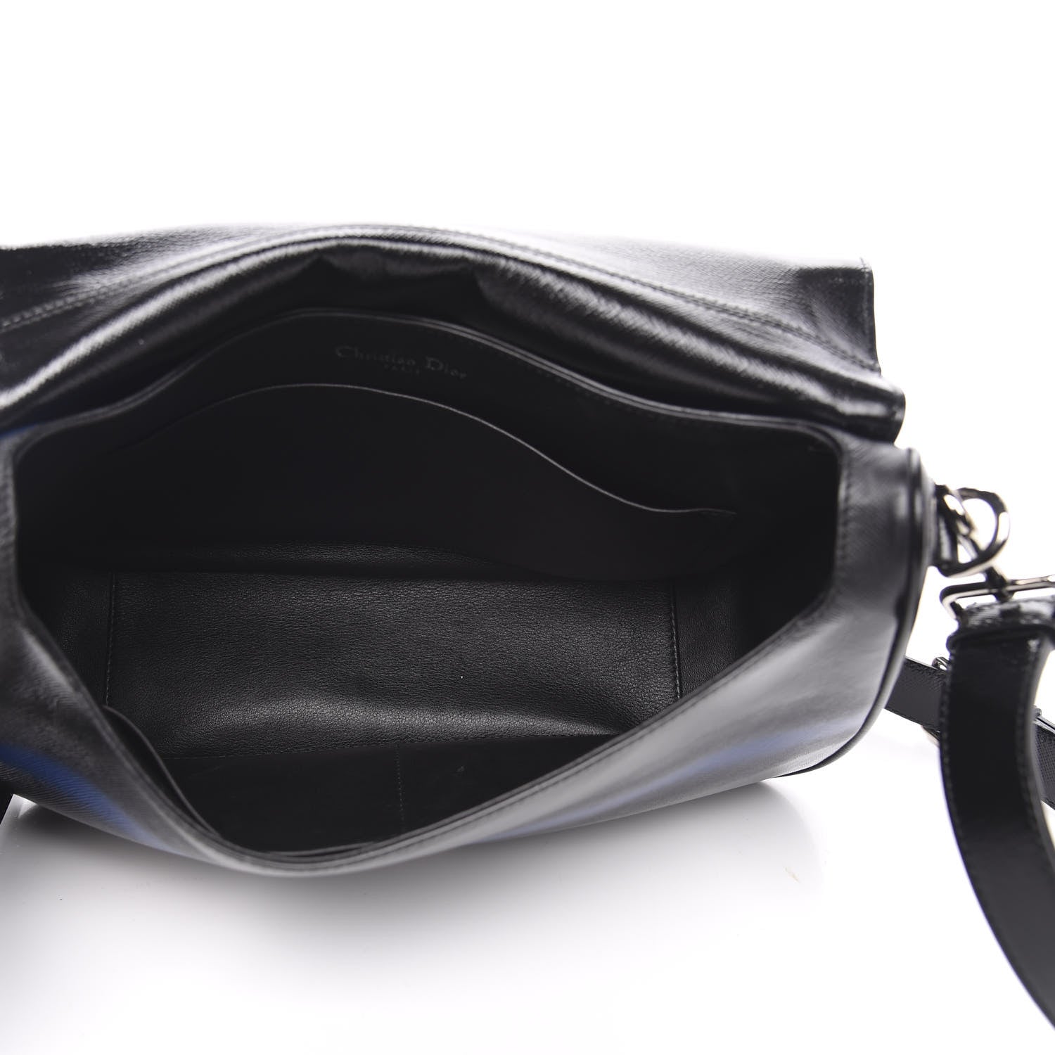 Christian Dior Grained Calfskin Stripe Dune Flap Black 5 of 10