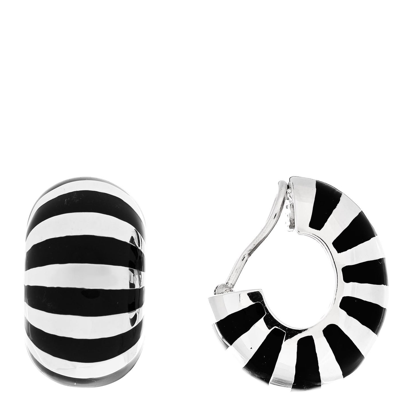 Sterling Silver Enamel Shrimp Shell Clip-On Earrings Black