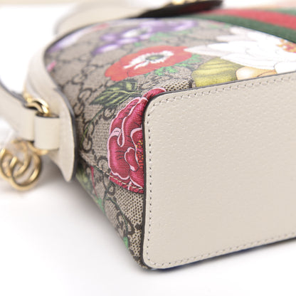 Gucci GG Supreme Monogram Flora Web GG Small Ophidia Dome Shoulder Bag White 9 of 12