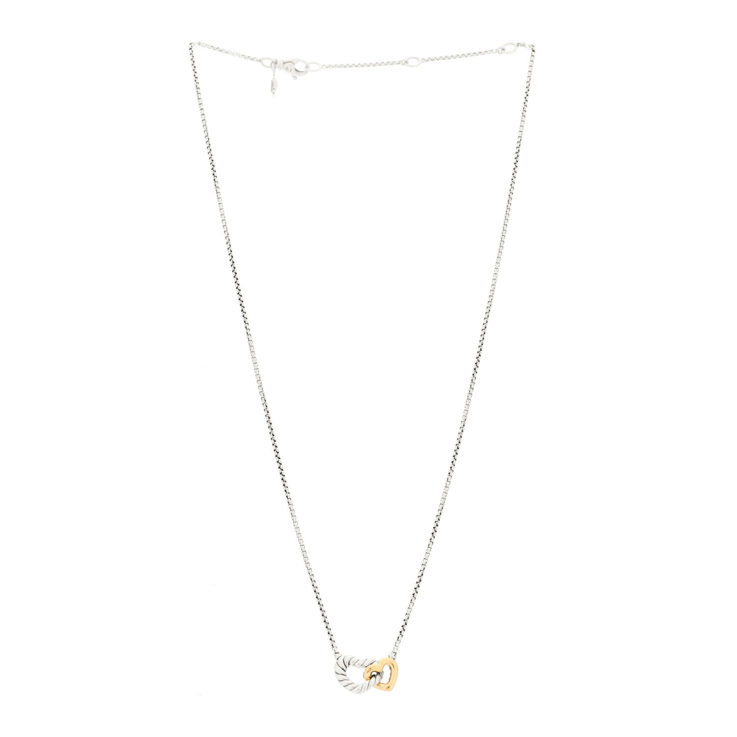 David Yurman Sterling Silver 18K Yellow Gold Belmont Heart Pendant Necklace 3 of 5